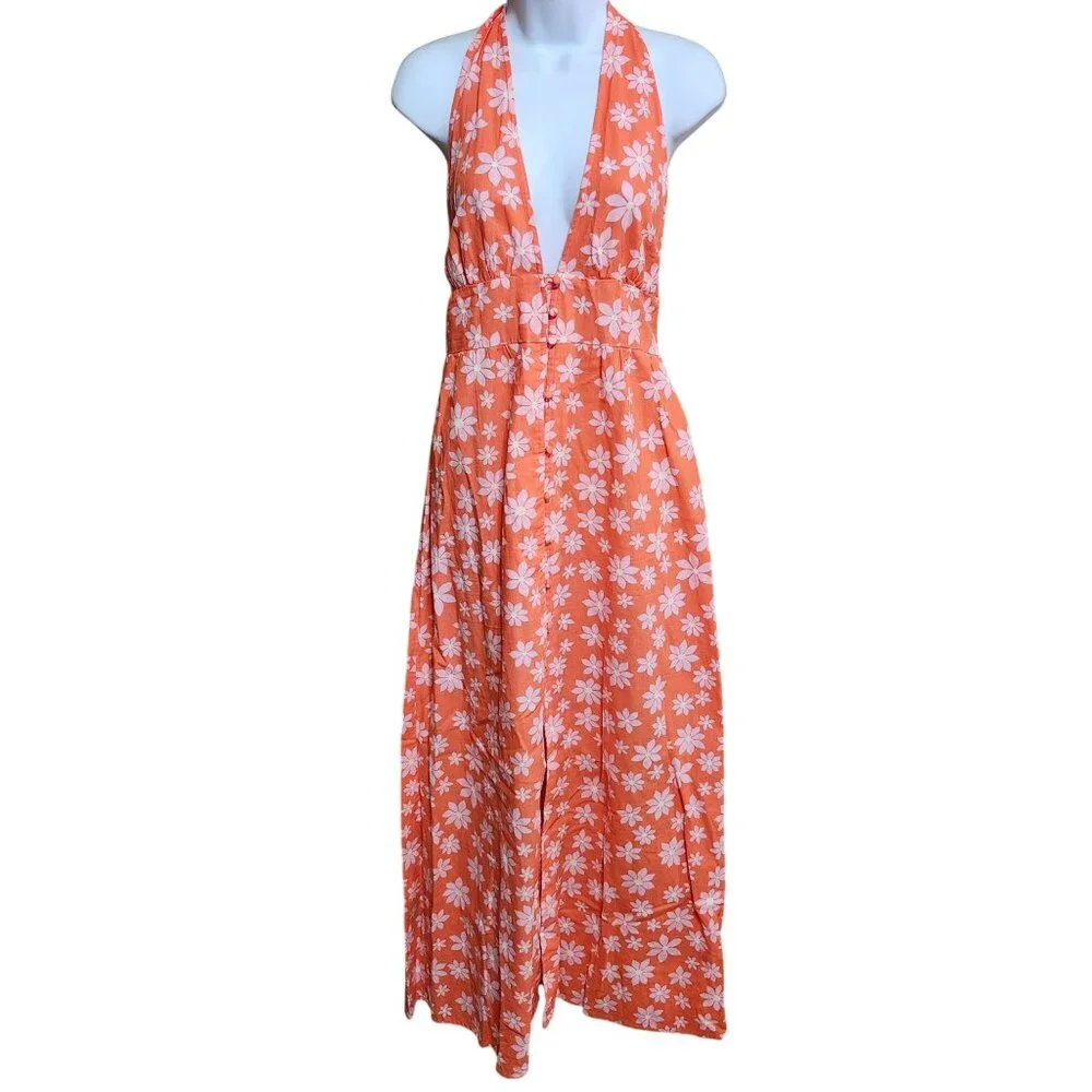 Billabong x Wrangler Women's Large Hung Up Dress Fireside Floral Print  Peach - Picture 4 of 12